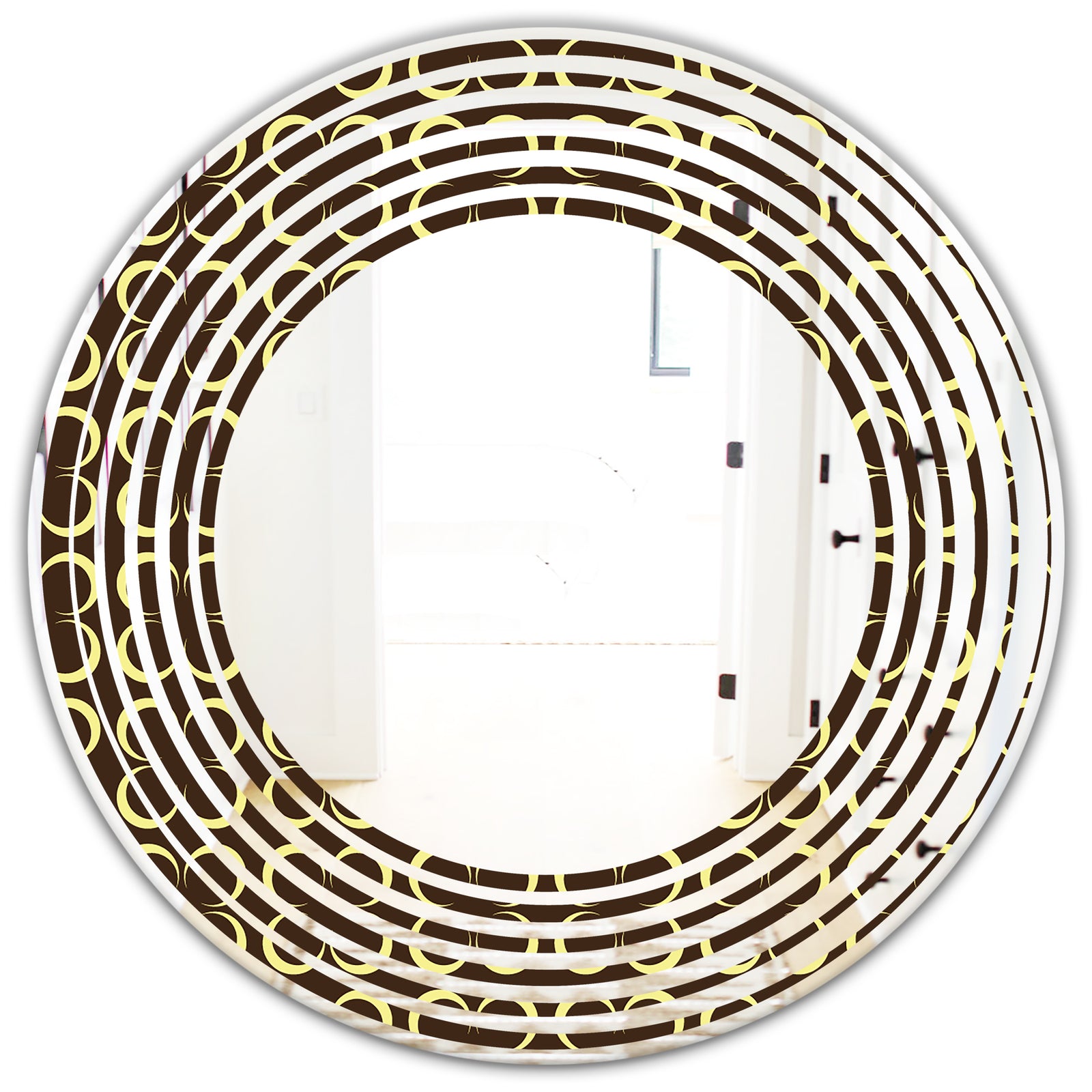 Floral Retro Pattern II - Modern Round or Oval Wall Mirror - Wave