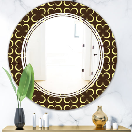 Floral Retro Pattern II - Modern Round or Oval Wall Mirror - Triple C