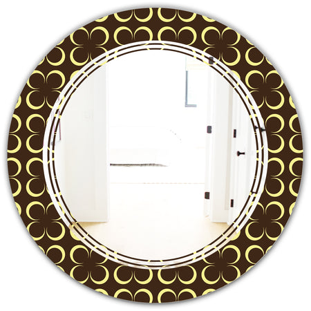 Floral Retro Pattern II - Modern Round or Oval Wall Mirror - Triple C