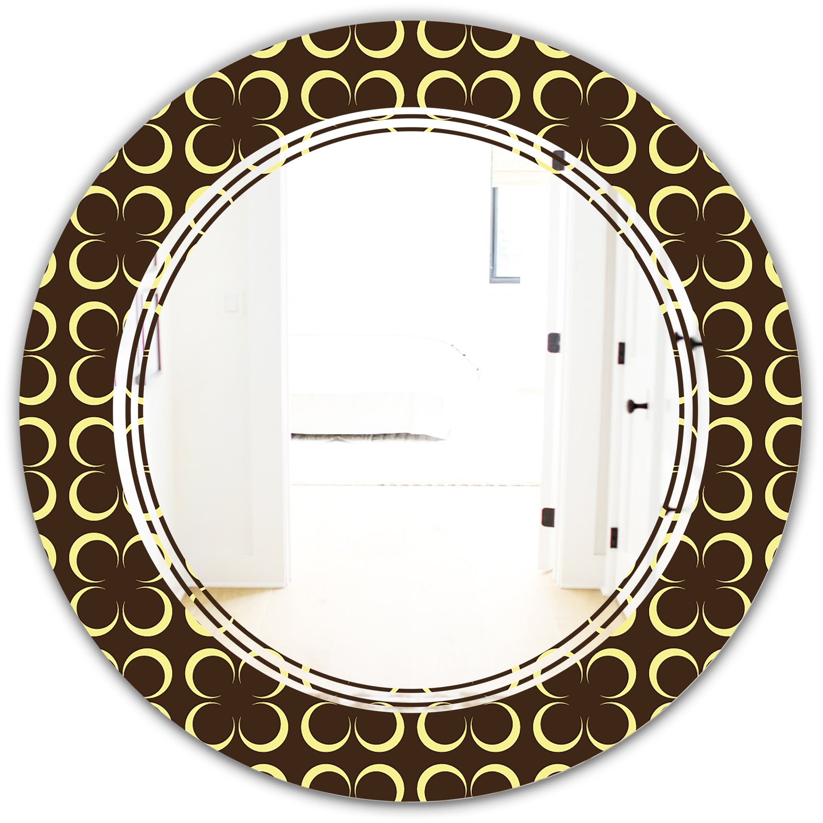 Floral Retro Pattern II - Modern Round or Oval Wall Mirror - Triple C