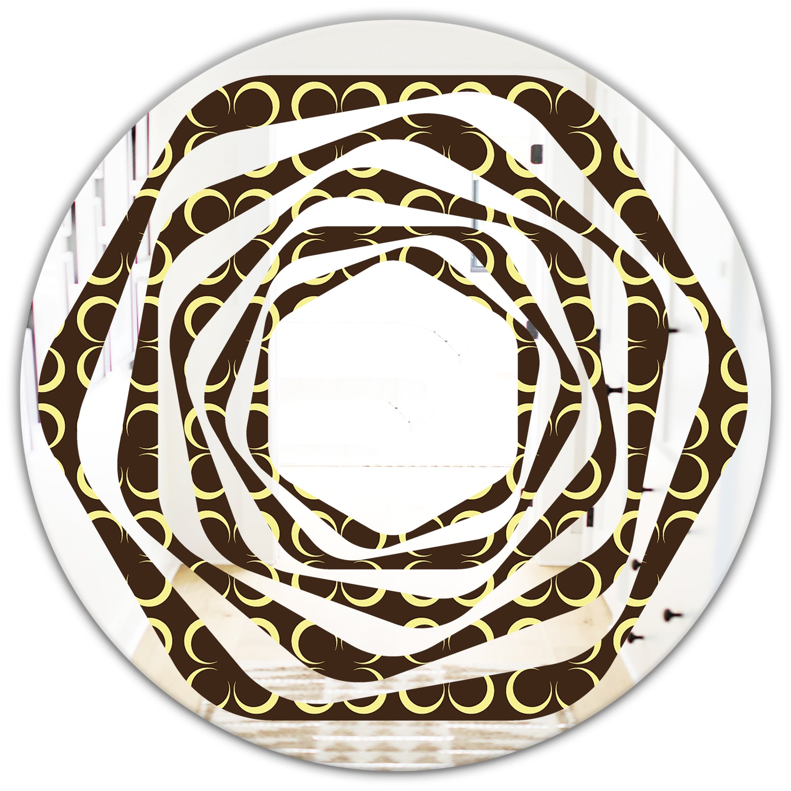 Floral Retro Pattern II - Modern Round or Oval Wall Mirror - Whirl