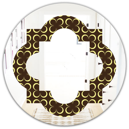 Floral Retro Pattern II - Modern Round or Oval Wall Mirror - Quatrefoil