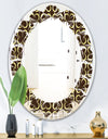 Floral Retro Pattern II - Modern Round or Oval Wall Mirror - Leaves