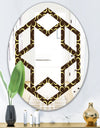 Floral Retro Pattern II - Modern Round or Oval Wall Mirror - Hexagon Star