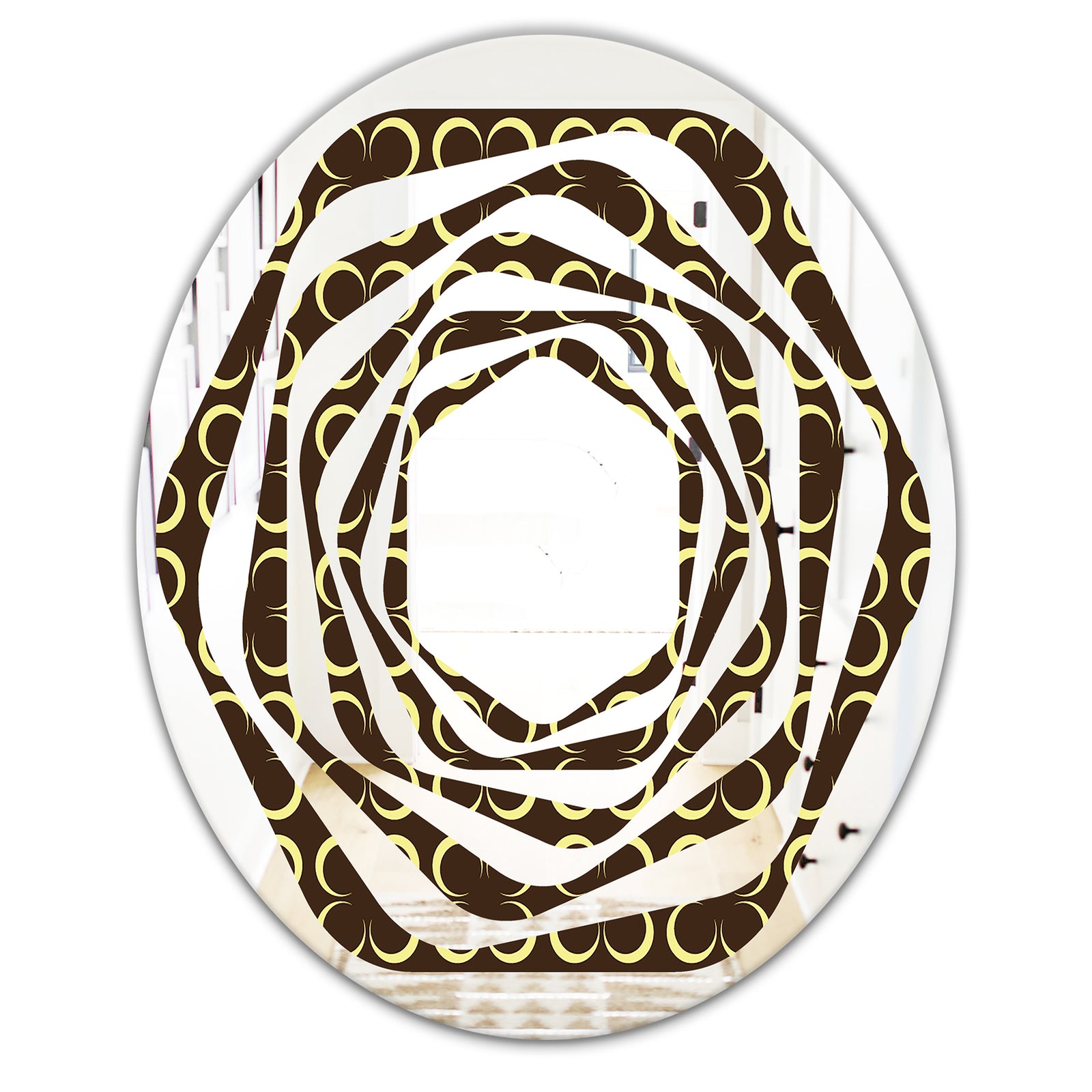 Floral Retro Pattern II - Modern Round or Oval Wall Mirror - Whirl