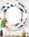 Retro Geometric Grid IV - Modern Round or Oval Wall Mirror - Space