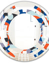 Retro Geometric Grid IV - Modern Round or Oval Wall Mirror - Space