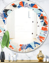 Retro Geometric Grid IV - Modern Round or Oval Wall Mirror - Leaves