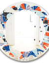 Retro Geometric Grid IV - Modern Round or Oval Wall Mirror - Leaves