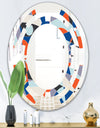 Retro Geometric Grid IV - Modern Round or Oval Wall Mirror - Space