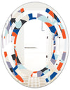 Retro Geometric Grid IV - Modern Round or Oval Wall Mirror - Space