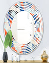 Retro Geometric Grid IV - Modern Round or Oval Wall Mirror - Wave