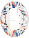 Retro Geometric Grid IV - Modern Round or Oval Wall Mirror - Wave