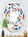Retro Geometric Grid IV - Modern Round or Oval Wall Mirror - Whirl