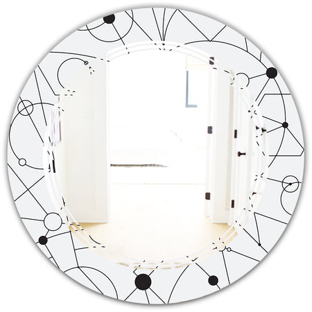 Retro Geometric Grid III - Modern Round or Oval Wall Mirror - Triple C