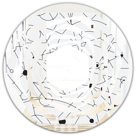 Retro Geometric Grid III - Modern Round or Oval Wall Mirror - Whirl