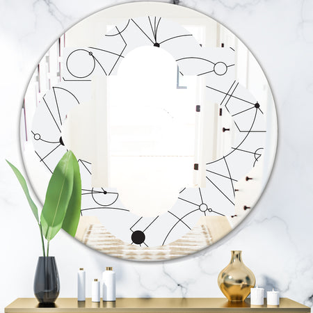 Retro Geometric Grid III - Modern Round or Oval Wall Mirror - Quatrefoil