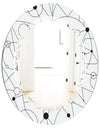 Retro Geometric Grid III - Modern Round or Oval Wall Mirror - Triple C
