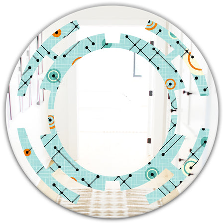 Retro Abstract Design XIV - Modern Round or Oval Wall Mirror - Space