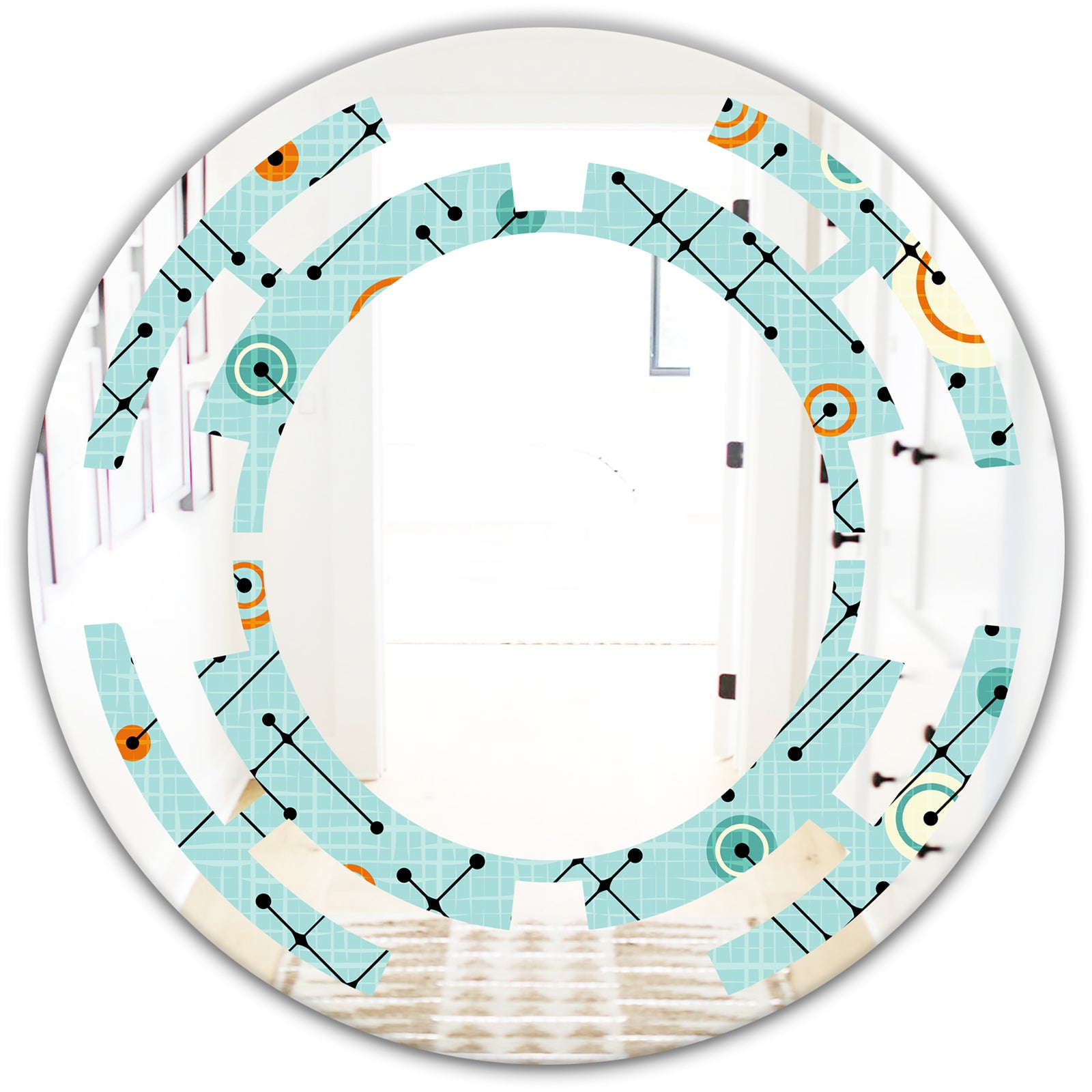 Retro Abstract Design XIV - Modern Round or Oval Wall Mirror - Space