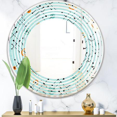 Retro Abstract Design XIV - Modern Round or Oval Wall Mirror - Wave