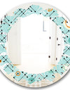 Retro Abstract Design XIV - Modern Round or Oval Wall Mirror - Leaves
