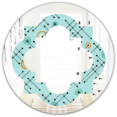 Retro Abstract Design XIV - Modern Round or Oval Wall Mirror - Quatrefoil