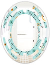Retro Abstract Design XIV - Modern Round or Oval Wall Mirror - Space