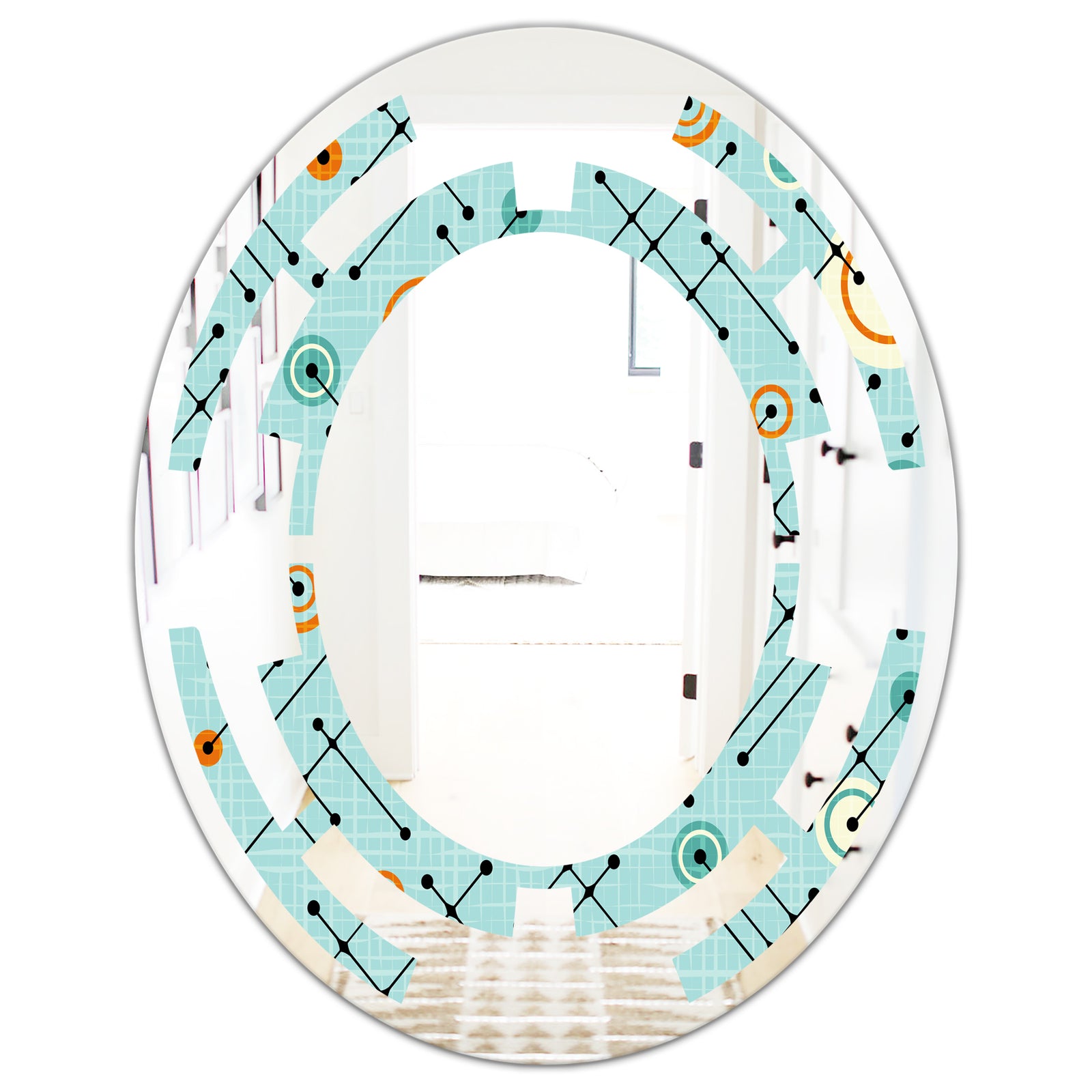Retro Abstract Design XIV - Modern Round or Oval Wall Mirror - Space