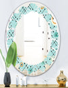 Retro Abstract Design XIV - Modern Round or Oval Wall Mirror - Leaves