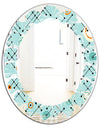 Retro Abstract Design XIV - Modern Round or Oval Wall Mirror - Leaves