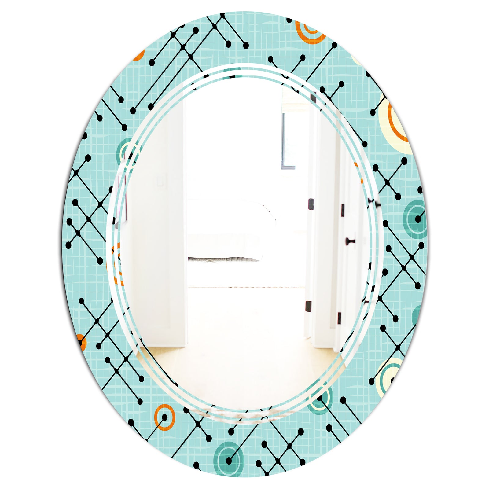 Retro Abstract Design XIV - Modern Round or Oval Wall Mirror - Triple C