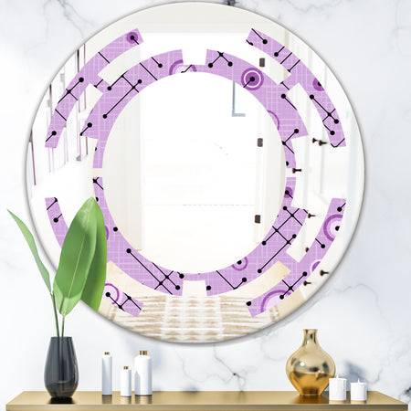1950 Retro Pattern III - Modern Round or Oval Wall Mirror - Space