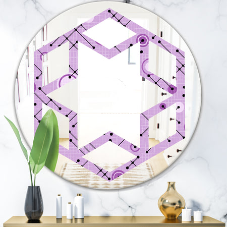 1950 Retro Pattern III - Modern Round or Oval Wall Mirror - Hexagon Star