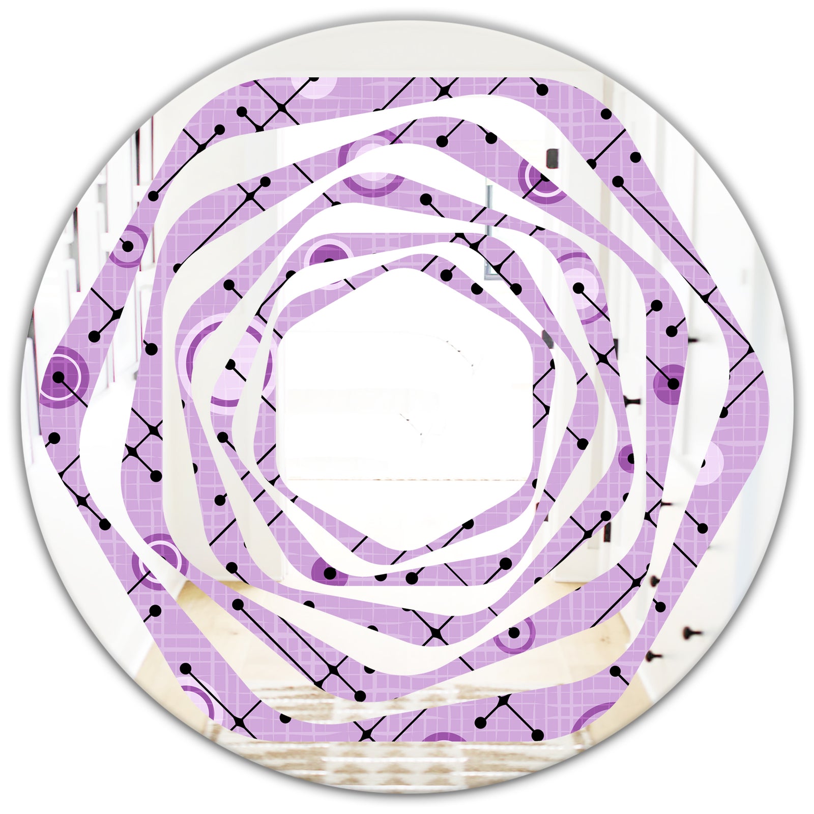 1950 Retro Pattern III - Modern Round or Oval Wall Mirror - Whirl