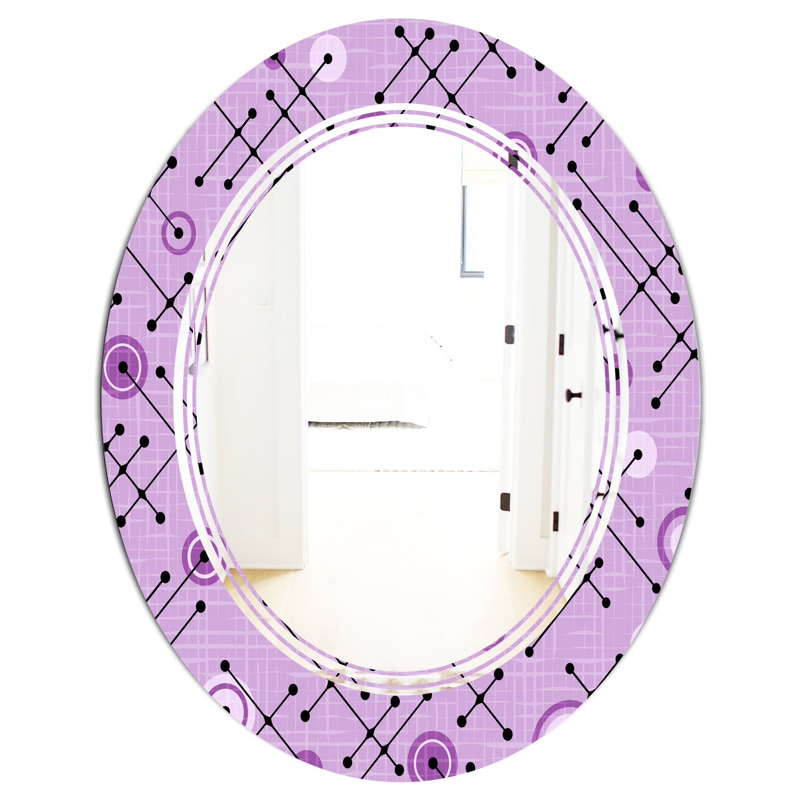 1950 Retro Pattern III - Modern Round or Oval Wall Mirror - Triple C