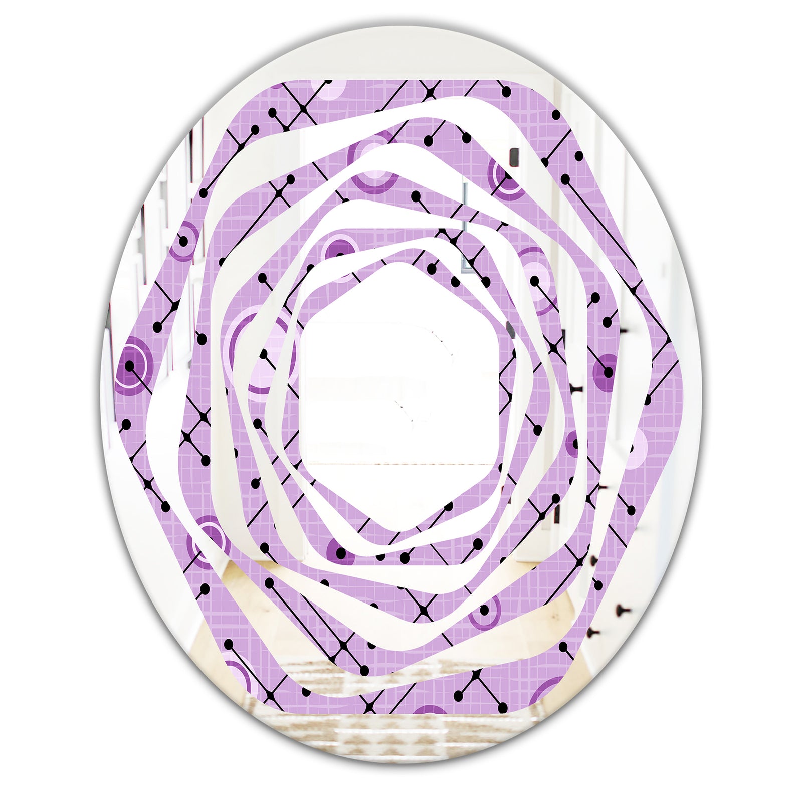 1950 Retro Pattern III - Modern Round or Oval Wall Mirror - Whirl