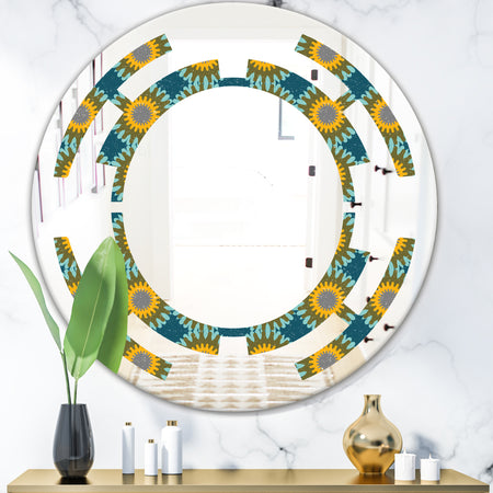 Retro Circular Pattern I - Cottage Round or Oval Wall Mirror - Space