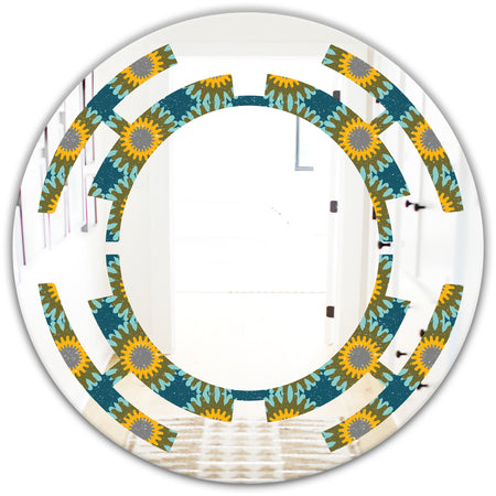 Retro Circular Pattern I - Cottage Round or Oval Wall Mirror - Space
