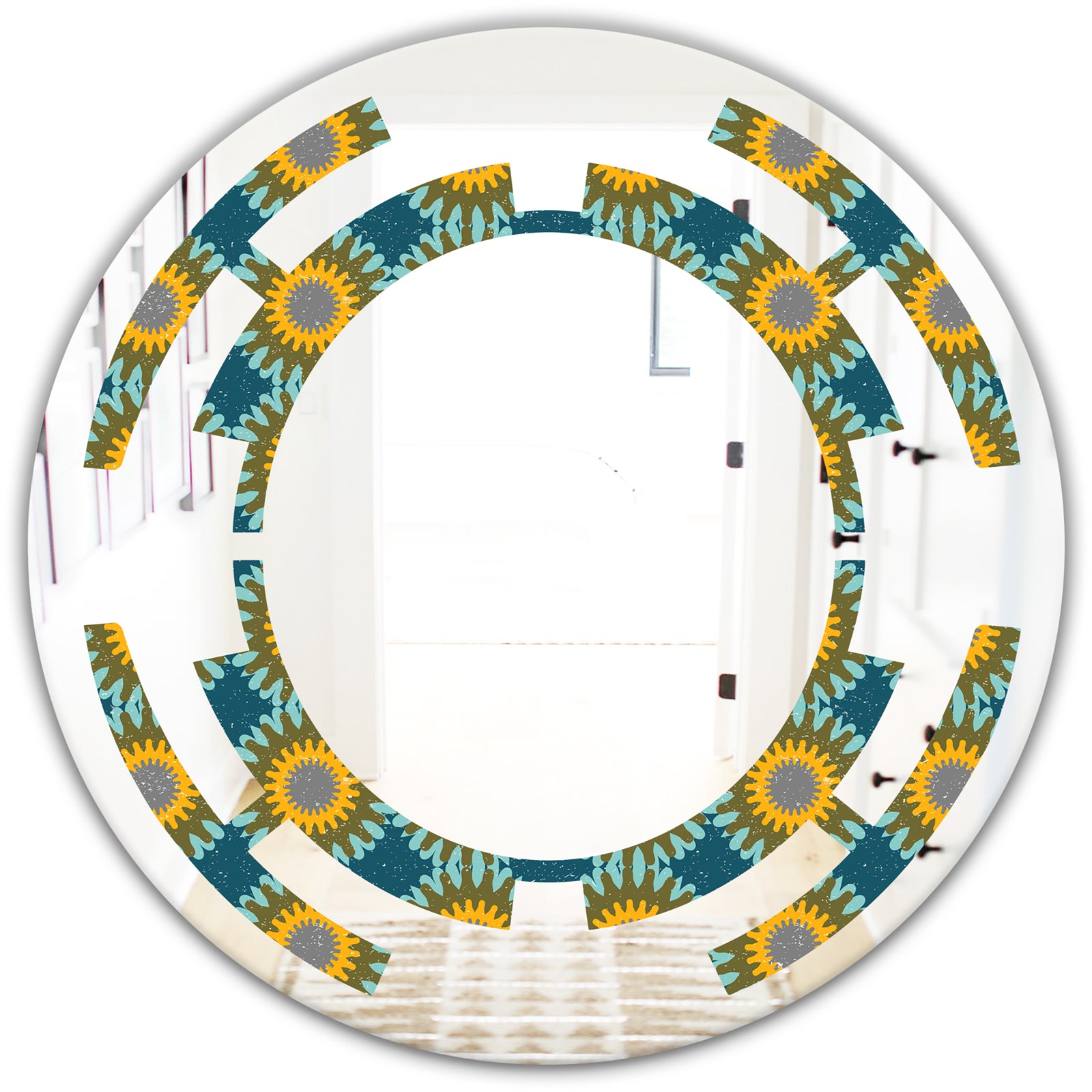 Retro Circular Pattern I - Cottage Round or Oval Wall Mirror - Space