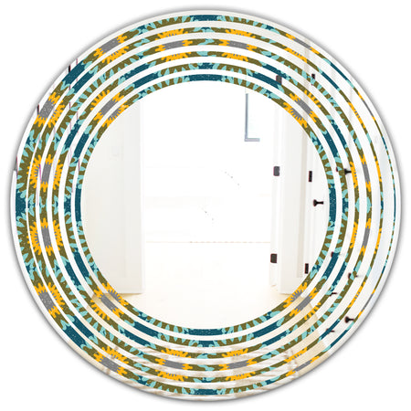 Retro Circular Pattern I - Cottage Round or Oval Wall Mirror - Wave