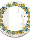 Retro Circular Pattern I - Cottage Round or Oval Wall Mirror - Leaves