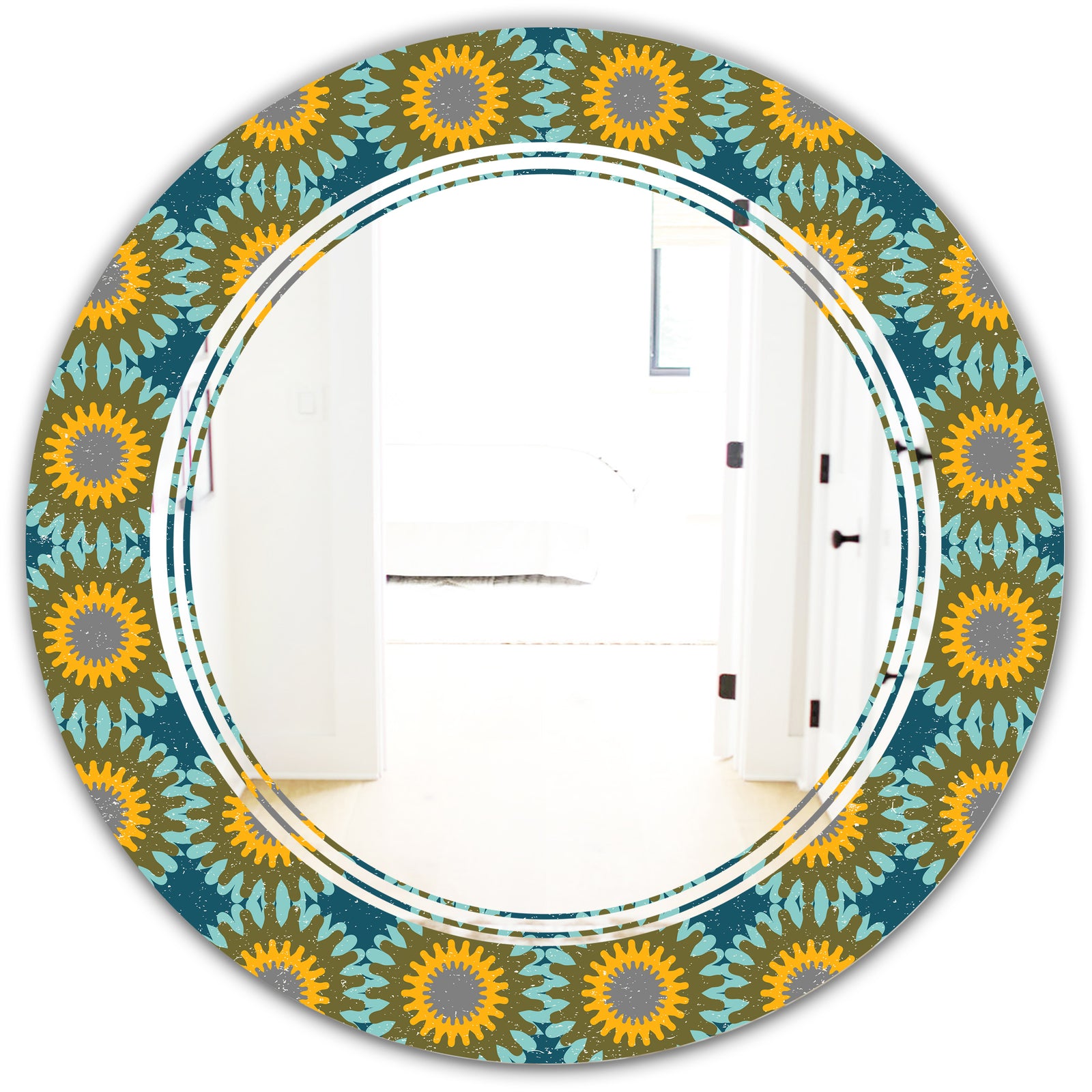 Retro Circular Pattern I - Cottage Round or Oval Wall Mirror - Triple C