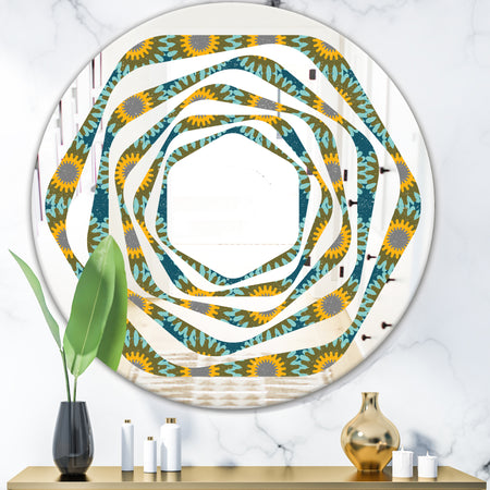 Retro Circular Pattern I - Cottage Round or Oval Wall Mirror - Whirl