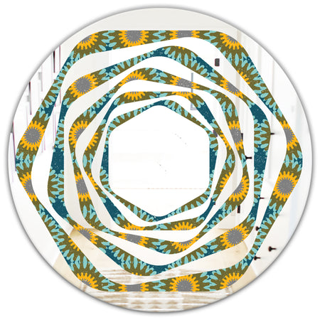 Retro Circular Pattern I - Cottage Round or Oval Wall Mirror - Whirl