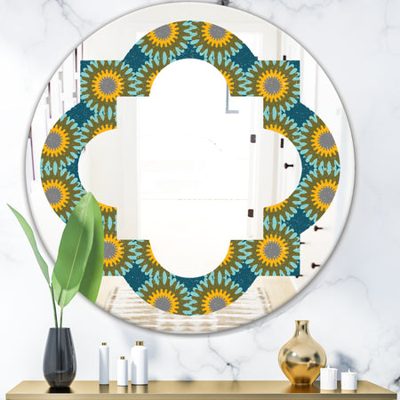 Retro Circular Pattern I - Cottage Round or Oval Wall Mirror - Quatrefoil