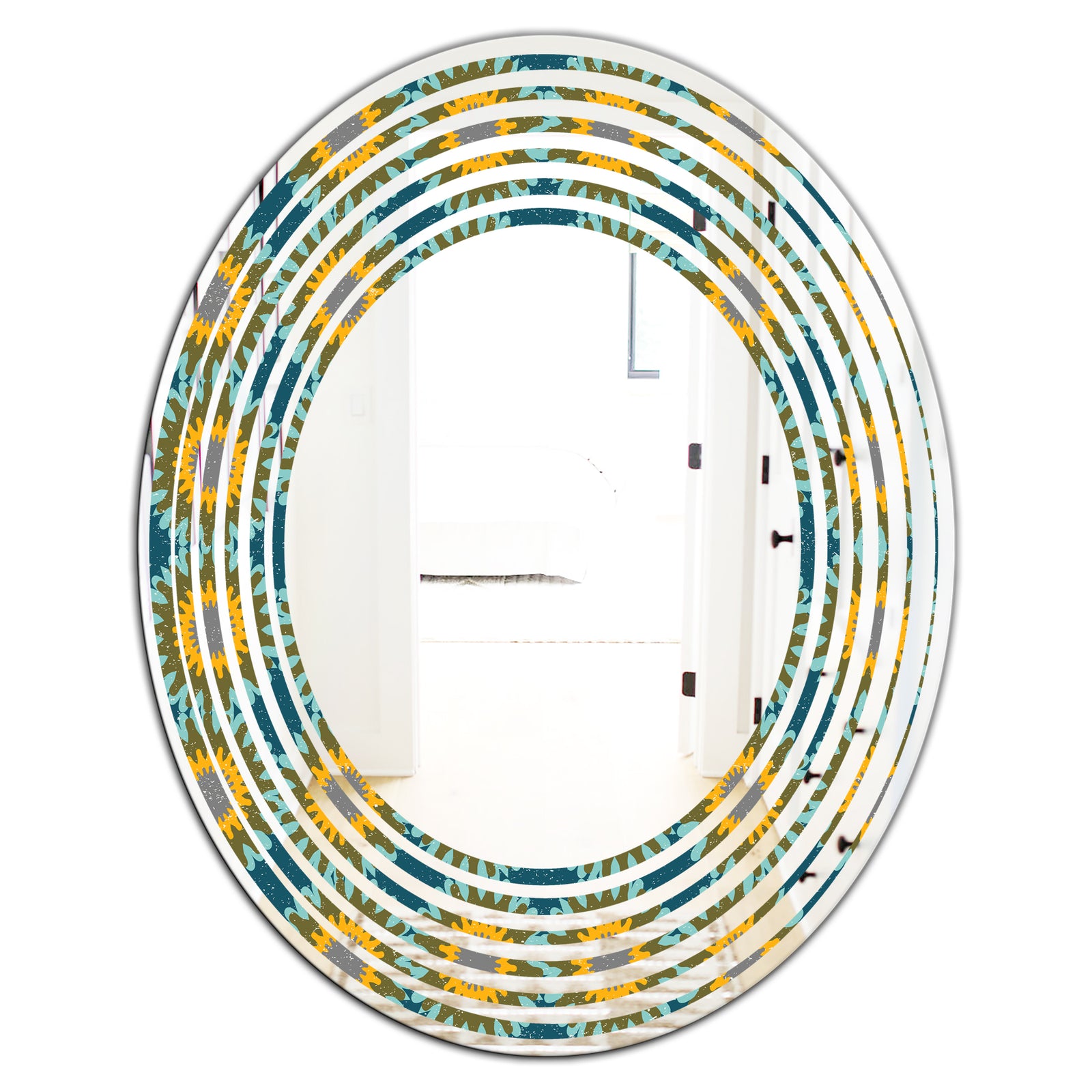 Retro Circular Pattern I - Cottage Round or Oval Wall Mirror - Wave