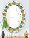 Retro Circular Pattern I - Cottage Round or Oval Wall Mirror - Leaves