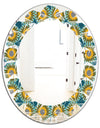Retro Circular Pattern I - Cottage Round or Oval Wall Mirror - Leaves