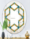 Retro Circular Pattern I - Cottage Round or Oval Wall Mirror - Hexagon Star